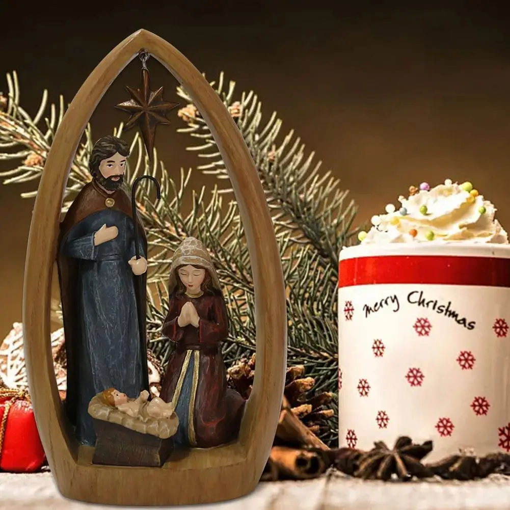

Рождественское украшение на тему Рождества, христианские Иисуса, кормушки, Иосифа, Марии, статуэтки святой семьи, религиозный Домашний Наст...