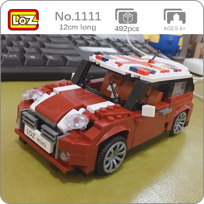 LOZ 1111 Красный Модный спортивный автомобиль 3D модель автомобиля 492 шт Сделай Сам 12