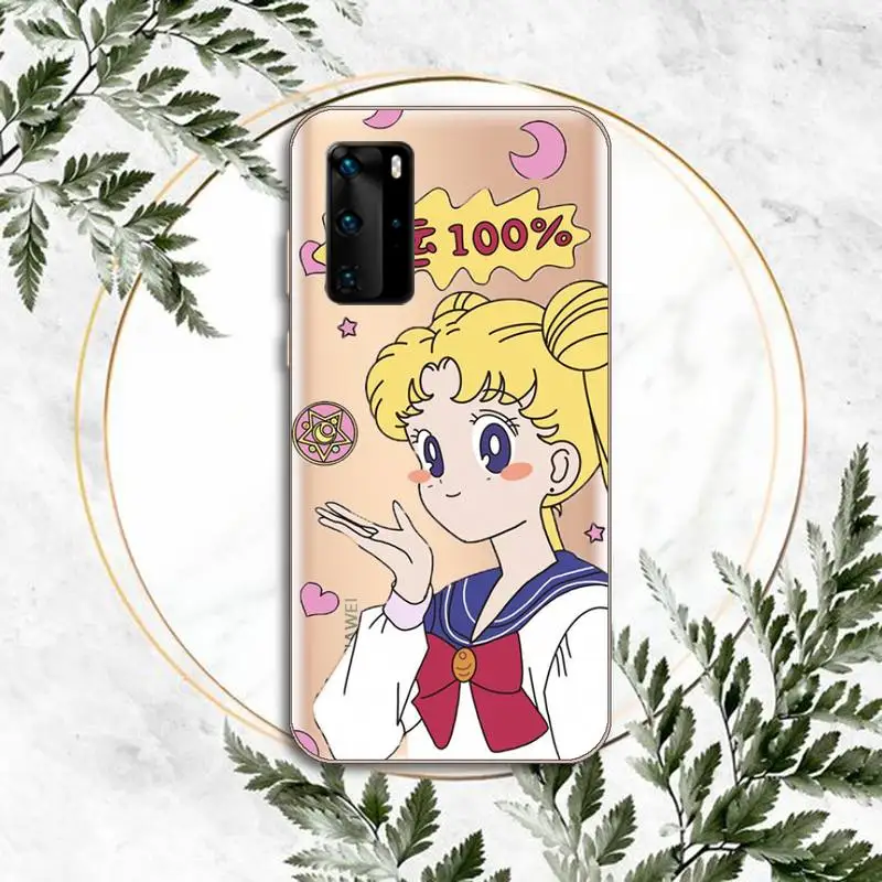 

Sailor Moon Cartoon girl Phone Cases Clear Transparent for huawei honor P 40 30 20 lite Pro 10 i 8 9 x p smart 2019
