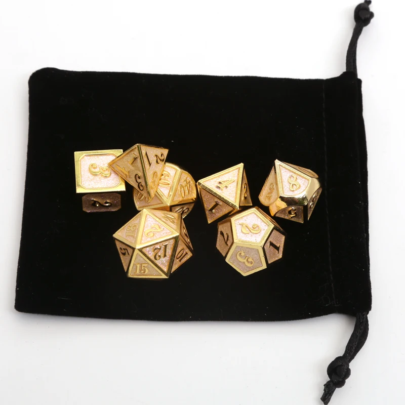 

CHENGSHUO rpg dice set.Gold star metal dice used forall kinds of role-playing games.The digital dice for DND COC D20 12 10 8 6 4