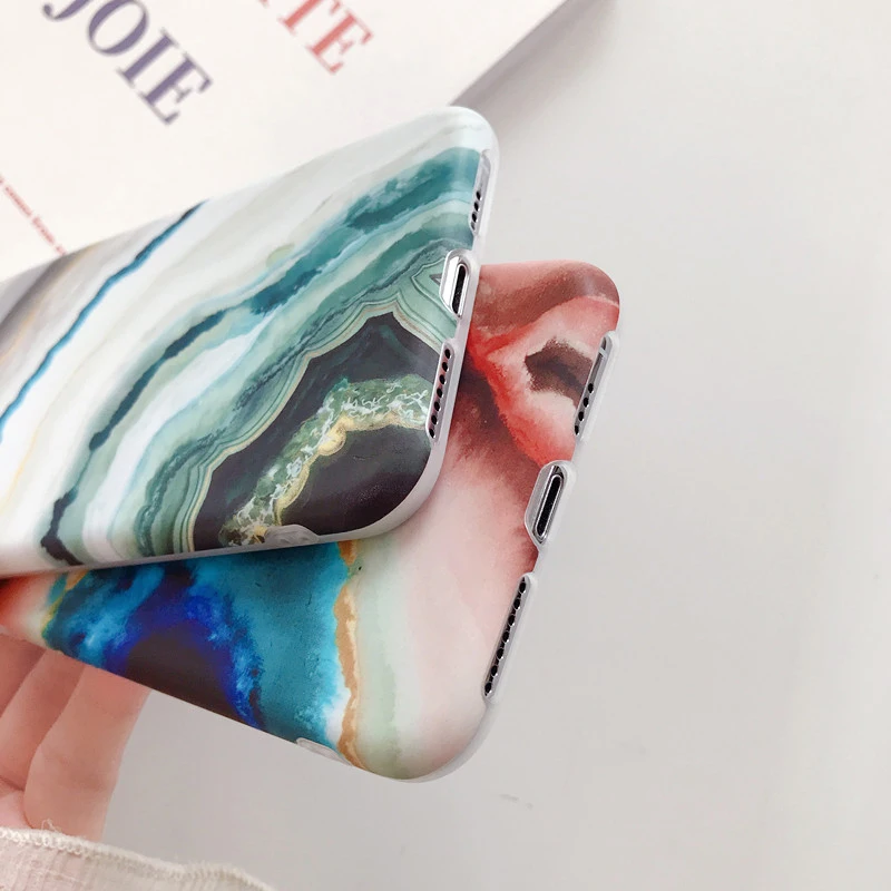 Кристальный камень Гранит Мрамор матовый чехол для телефона iPhone X XS MAX XR мягкий s 6S