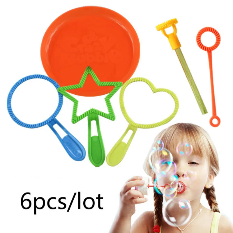 

6PCS/SET Children Water Blowing Toys Outdoor Fun Sport Soap Blowing Bubble Horn Concentrate Stick Tray Kids Toys Kits