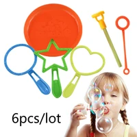 6pcsset children water blowing toys outdoor fun sport soap blowing bubble horn concentrate stick tray kids toys kits