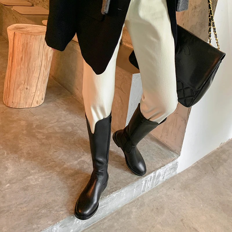 Женские сапоги до колена из натуральной кожи на платформе размеры 34-43 | Обувь