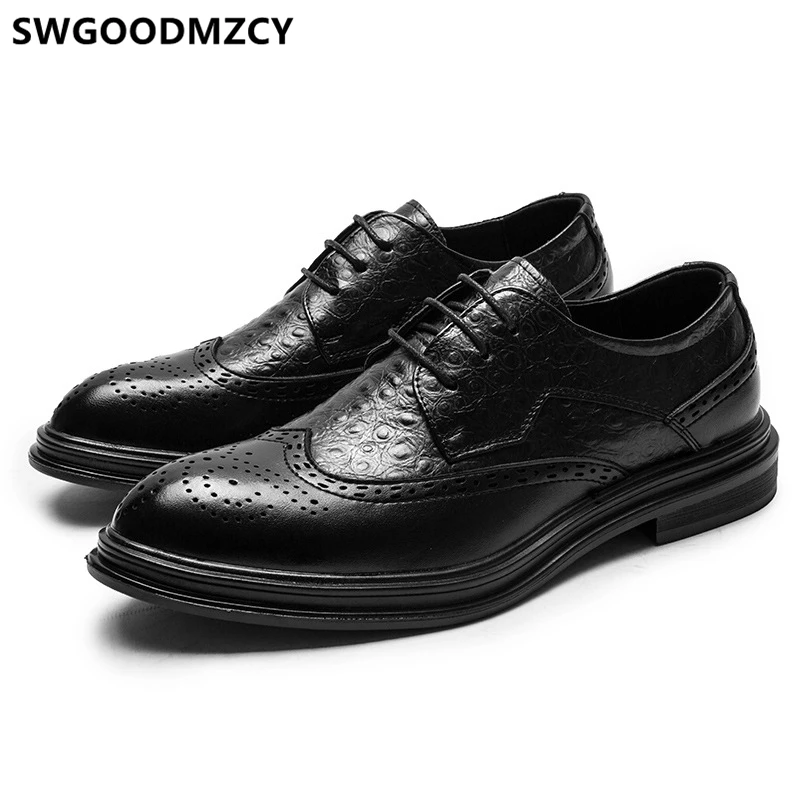 

Crocodile Shoes Men Formal Coiffeur Brogue Shoes Men Classic Italian Brand Men Wedding Dress Shoes Zapatos Oxford Hombre Buty