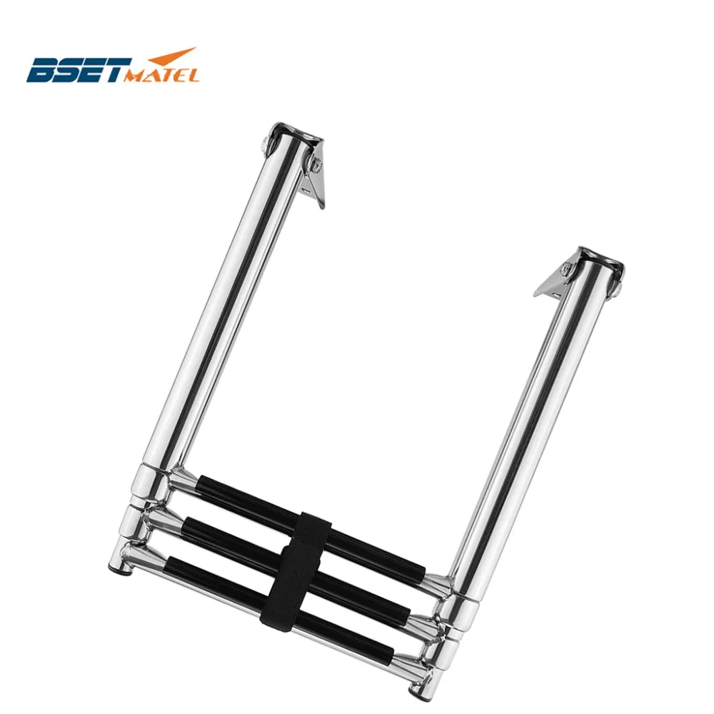 

3 Steps Boat Stainless Steel 304 Telescoping Folding Ladder Deck Outboard Swim Platform Boat Marine Yacht Accessories