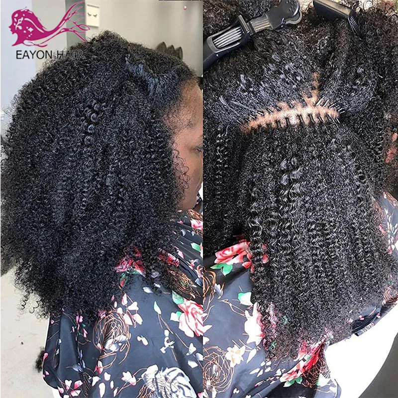 Волосы для наращивания монгольские кудрявые с I-образным кончиком 4B 4C волосы