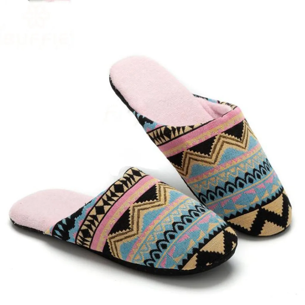 

Winter Warm Home Slippers Women's Shoes Bohemian Style Cotton Drag New Arrival Slippers Ladies Slip Large Size Warm Slippers