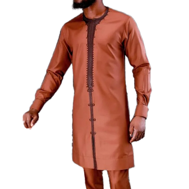 

African kaftan dashiki Men clothing embroider shirt summer autumn ethnic style casual Polyester long-sleeved Tops shirt and suit