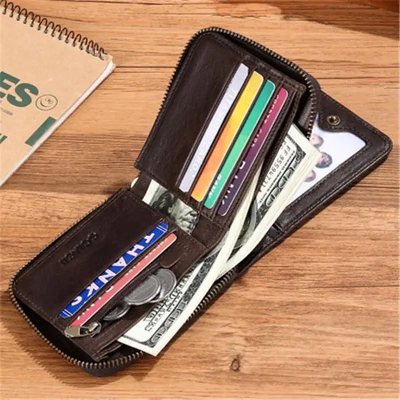 

Brand Genuine Leather Men Wallets Short Coin Purse Small Retro Wallet Cowhide Leather Card Holder Pocket Purse Slim Men Wallets
