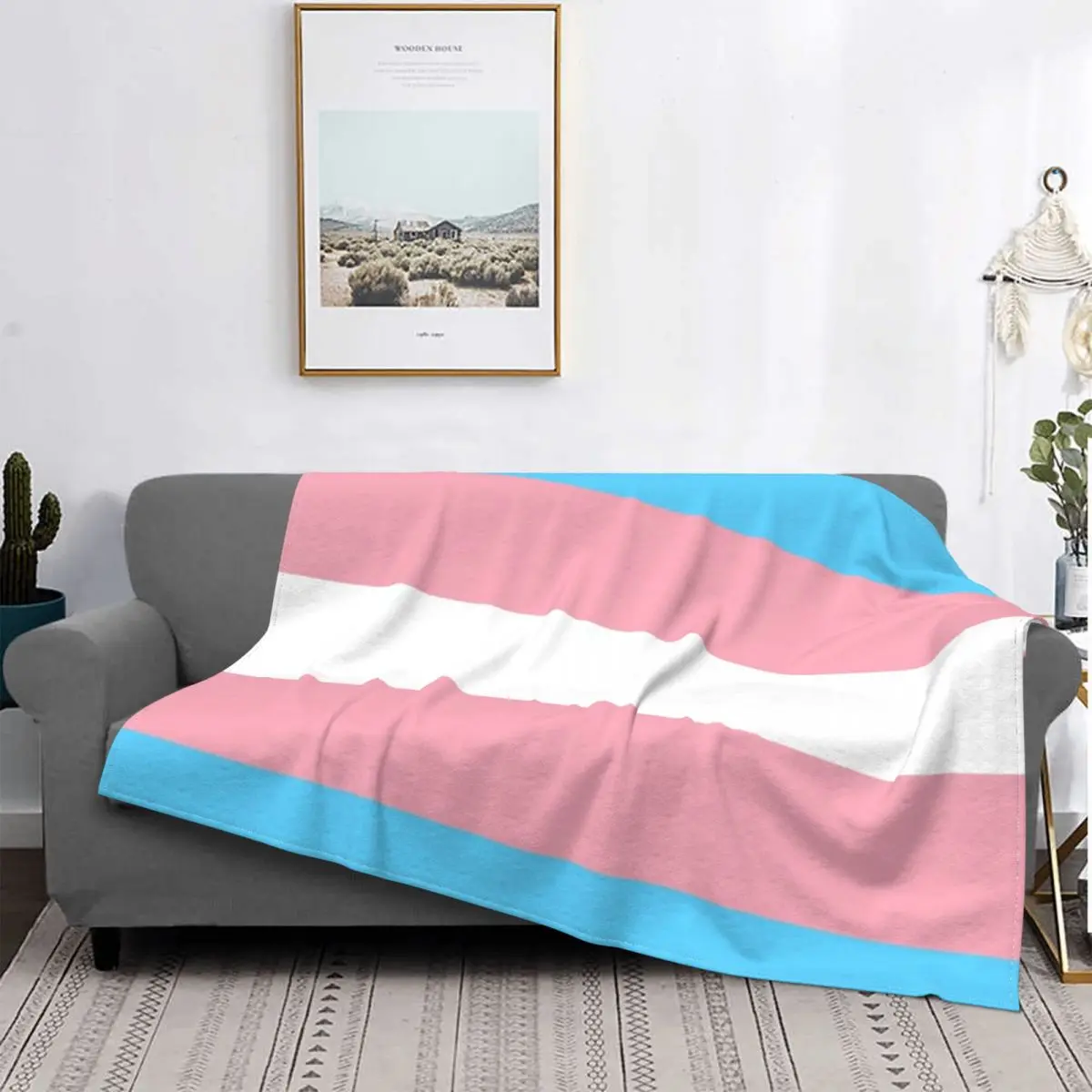 

Manta con bandera del orgullo transgénero, colcha para cama a cuadros, manta de verano, textil de lujo para el hogar