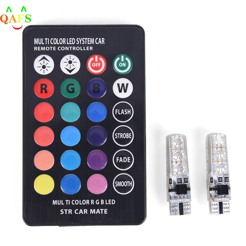 2 шт. T10 5050 SMD RGB 6 светодиодный автомобильный клиновидный боковой светильник