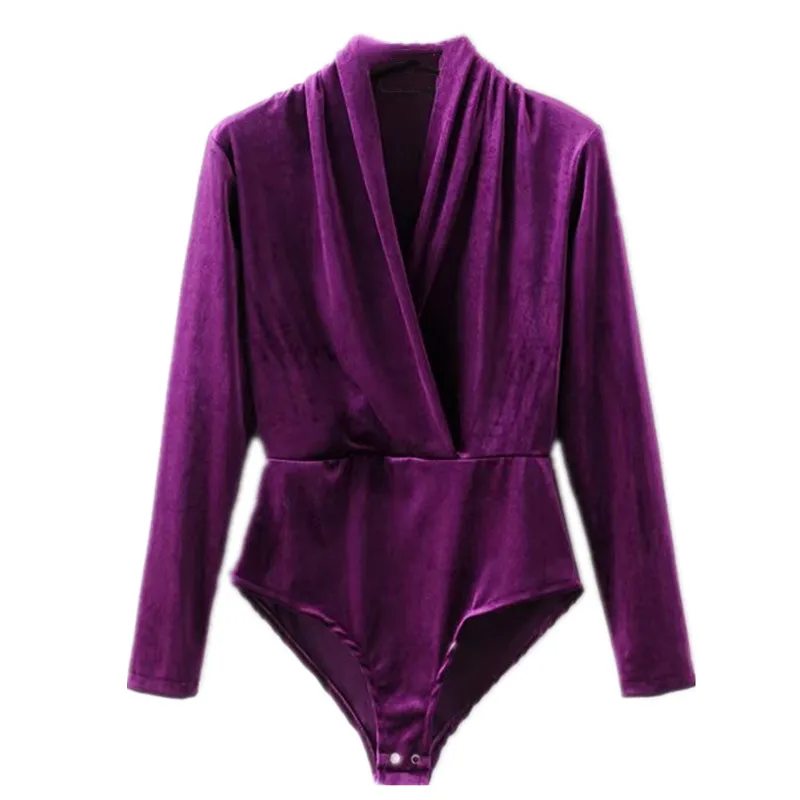 

2020 autumn and winter retro velvet long-sleeved T-shirt women's cross V-neck jumpsuit slim slimming bottoming shirt