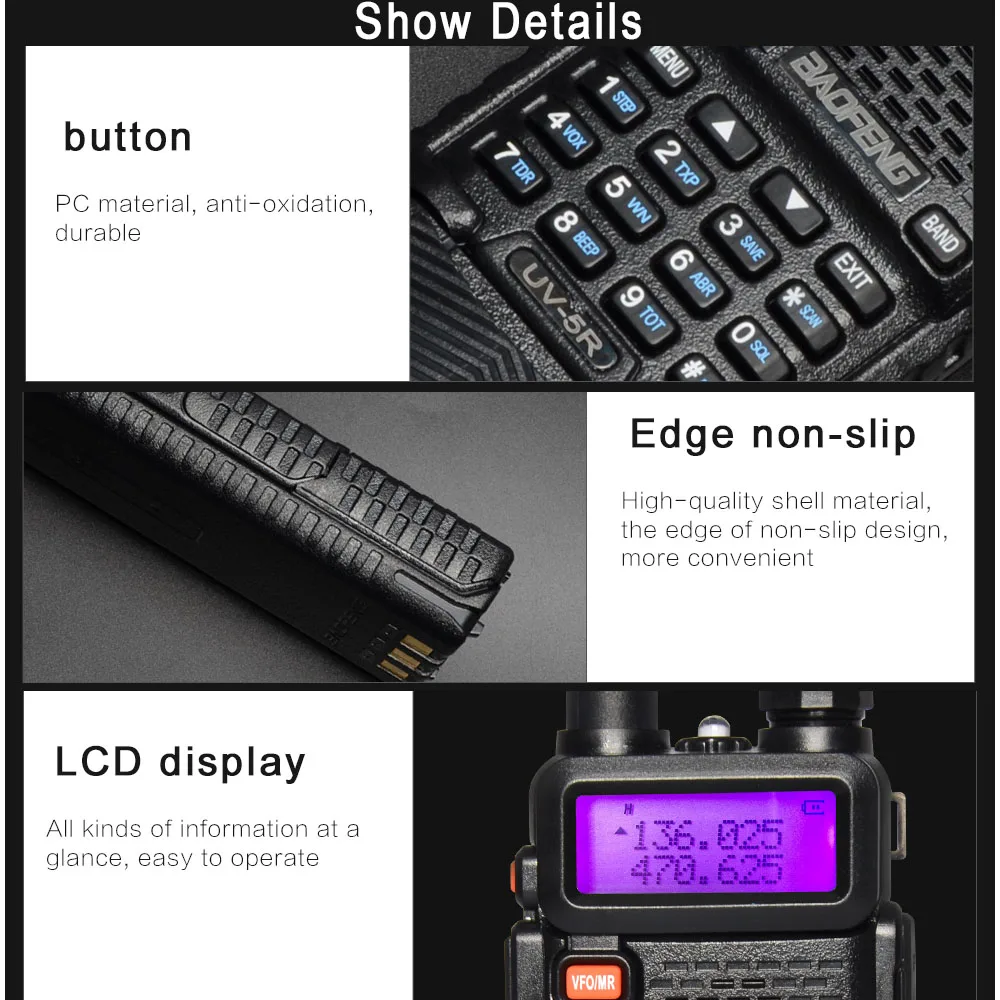 Baofeng UV-5R портативная рация 5 Вт 3800 мАч радиоприемник VHF 136-174 МГц UHF 400-520 МГц Baofeng UV-5R радиокоммуникационная станция