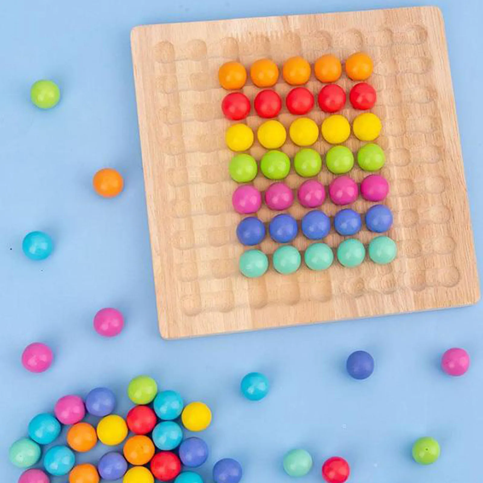 

Wooden Clip Beads Rainbow Toy Go Games Set Dots Beads Board Games Toy Rainbow Clip Beads Puzzle Montessori Educational Toys L4