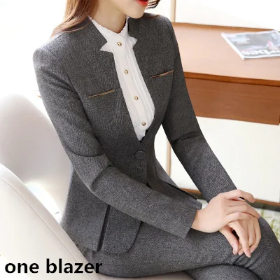 dark gray blazer Горячая Распродажа, женские формальные костюмы, женские униформы, элегантные деловые брюки, костюмы для женщин, рабочая одежда, офисные костюмы, блейзеры - Цвет: dark gray blazer