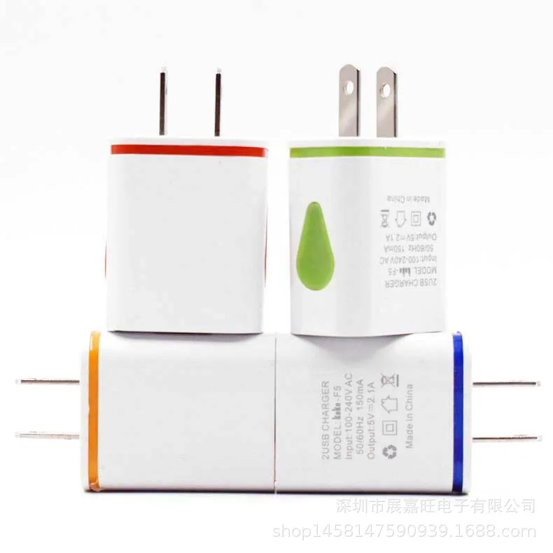 Фото Для двойной Usb цветной Led Сияющий мобильный телефон зарядное устройство 5V1A Для двойной Usb цветной Led Сияющий мобильный телефон зарядное устройство 5V1A