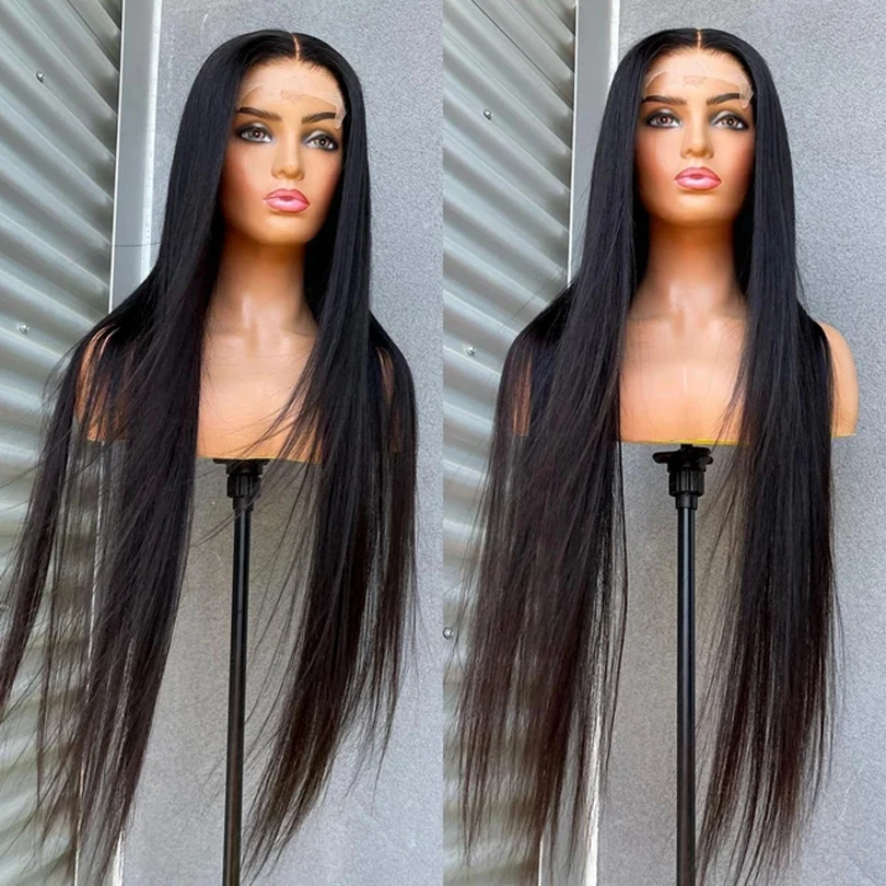 

26''180density Natural Black Lace Front Wigs for Women 1B Color Synthetic Hair Glueless Lace Wigs with Natural Hairline