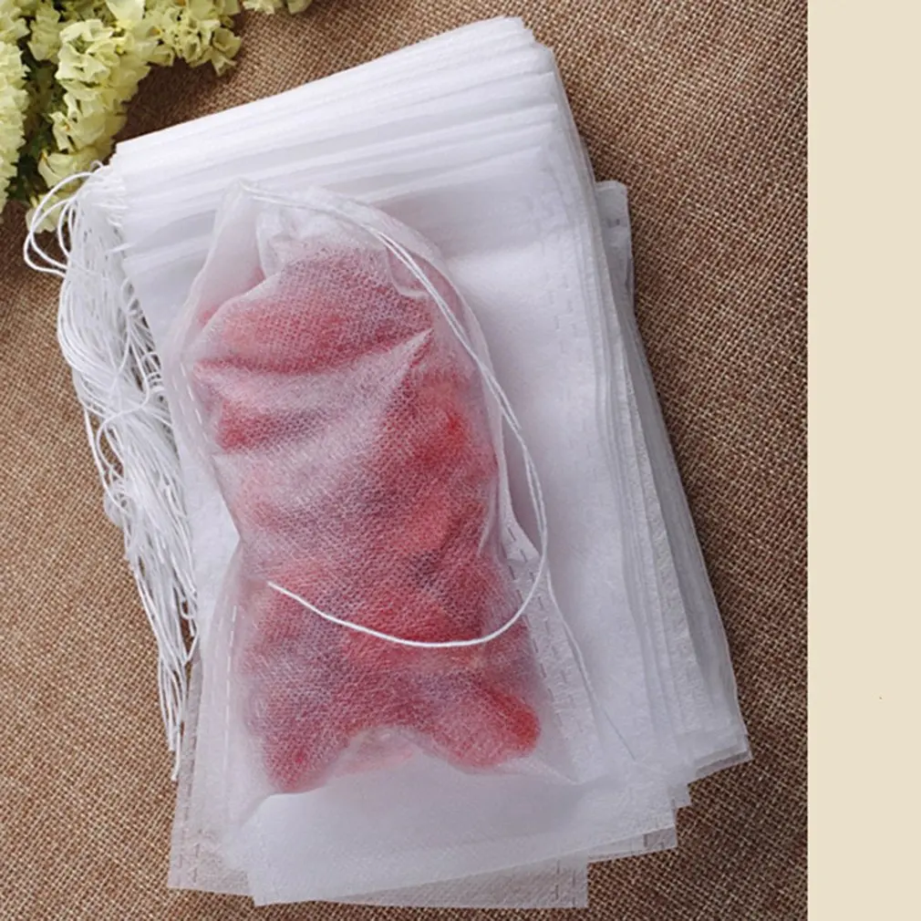 

100Pcs Paper Empty Draw String Teabags Herb Tea Bag Pouch Loose Tea Bag