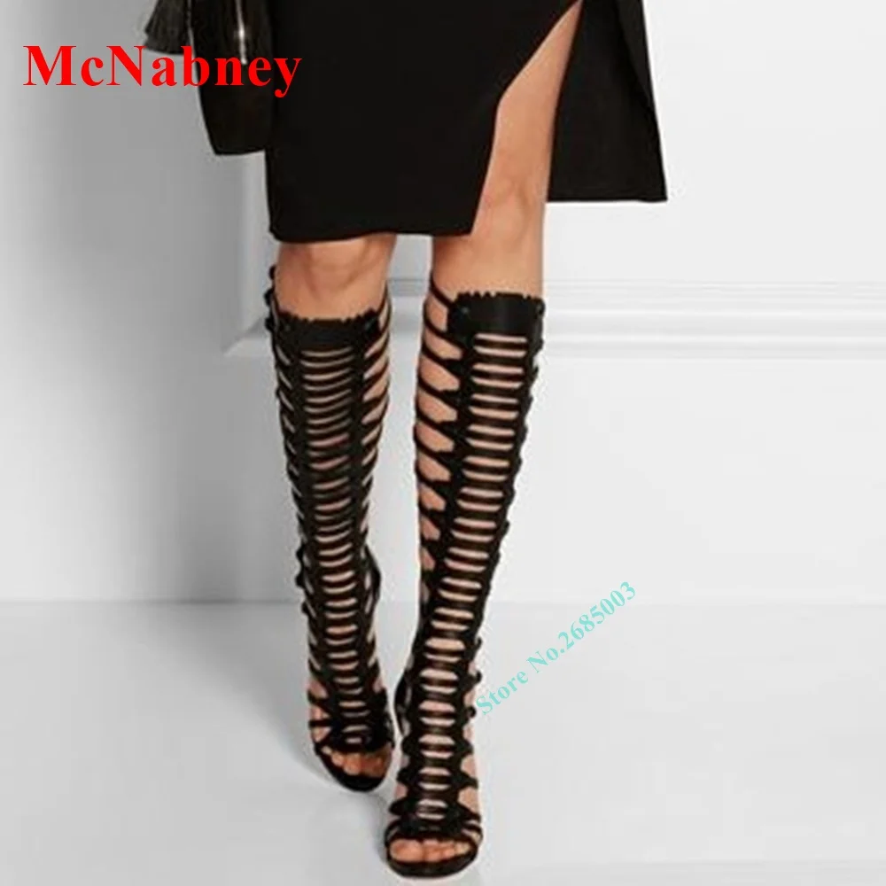 

Сандалии женские с открытым носком, пикантные римские сандалии с несколькими ремешками, на тонком высоком каблуке, однотонная обувь на молн...