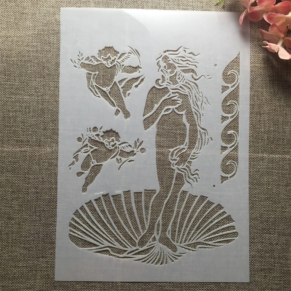 A4 29 см Shelll богиня ангел &quotсделай сам&quot наслоения Трафареты настенная живопись