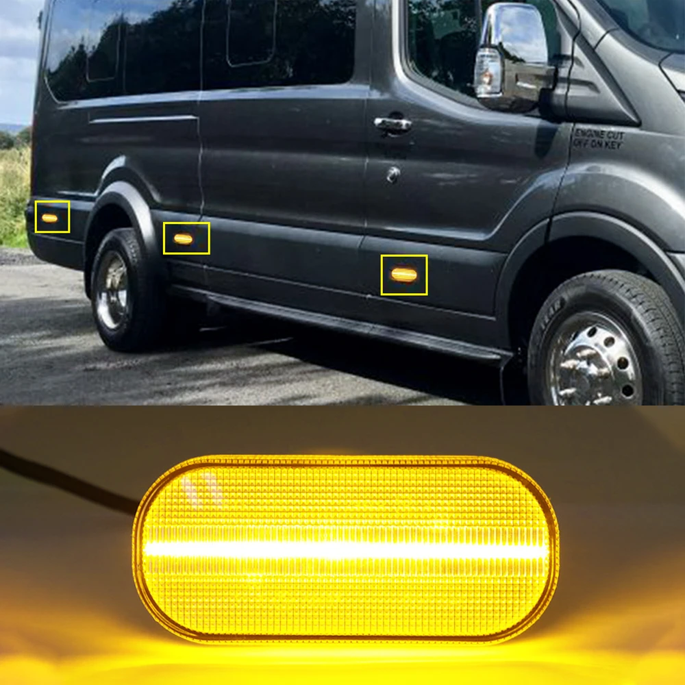 

2PCS Car Accessories 12V 5W Amber Clear LED Side Marker Light Lamp For Ford Transit MK8 2014 2015 2016 2017 2018 2019
