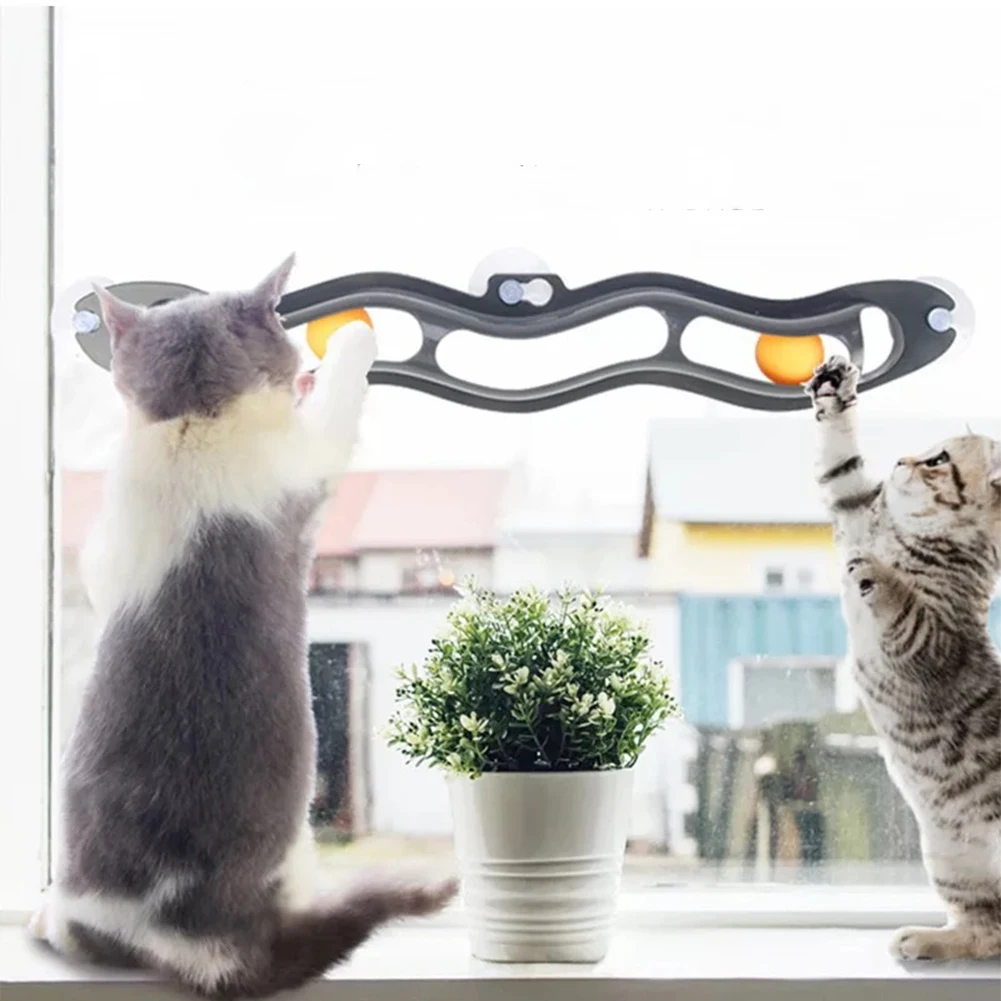 

Puzzle Cat Teaser Toy Window Sucker Track Ball Cats Scratching Toys Pet Interactive Pingpong Balls Kitten Educational Toys