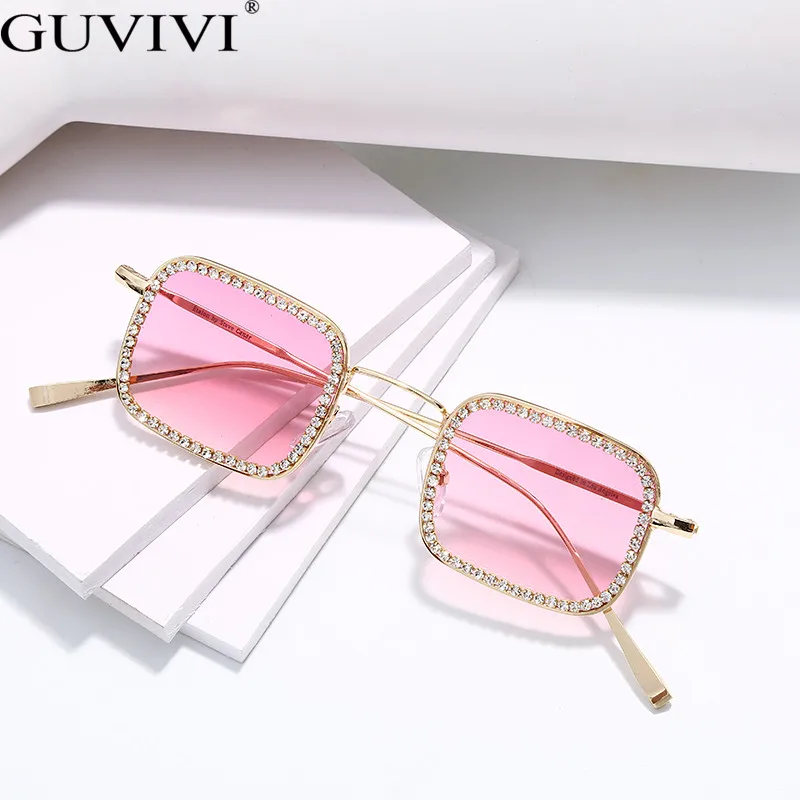 Солнцезащитные очки Квадратные со стразами для мужчин и женщин винтажные