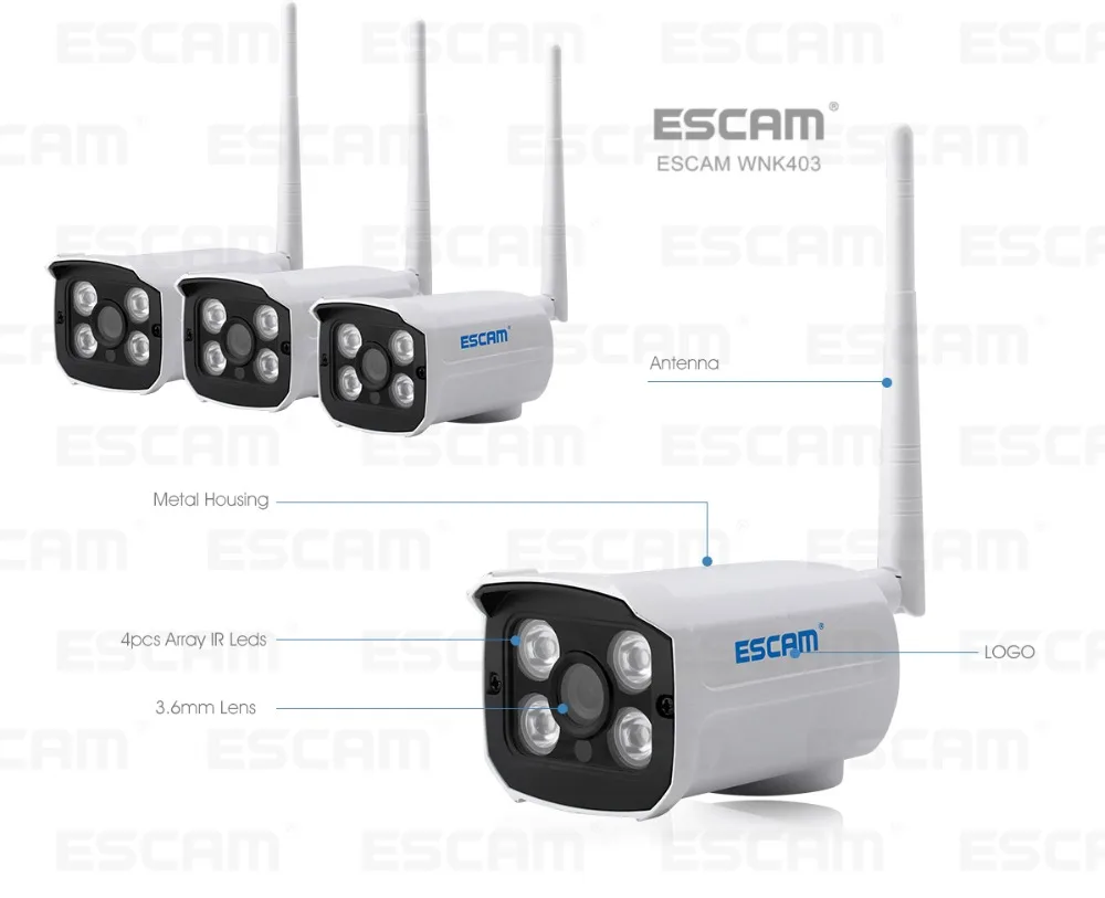 ESCAM WNK403 Plug and Play Беспроводной NVR комплект P2P 720P HD Открытый ИК ночного видения безопасности IP камера wifi CCTV системы