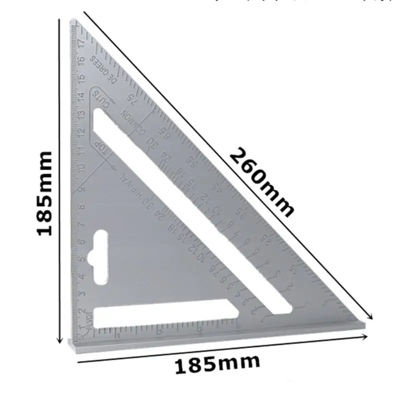 

Triangle Ruler 7inch Aluminum Alloy Angle Protractor Speed Metric Square Measuring Ruler A5YD
