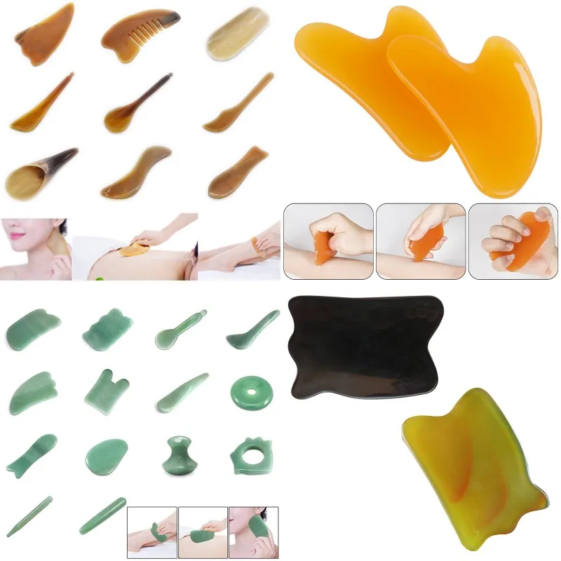 Натуральный массаж скребком гуаша массажный скребок Gua Sha из смолы акупунктурный