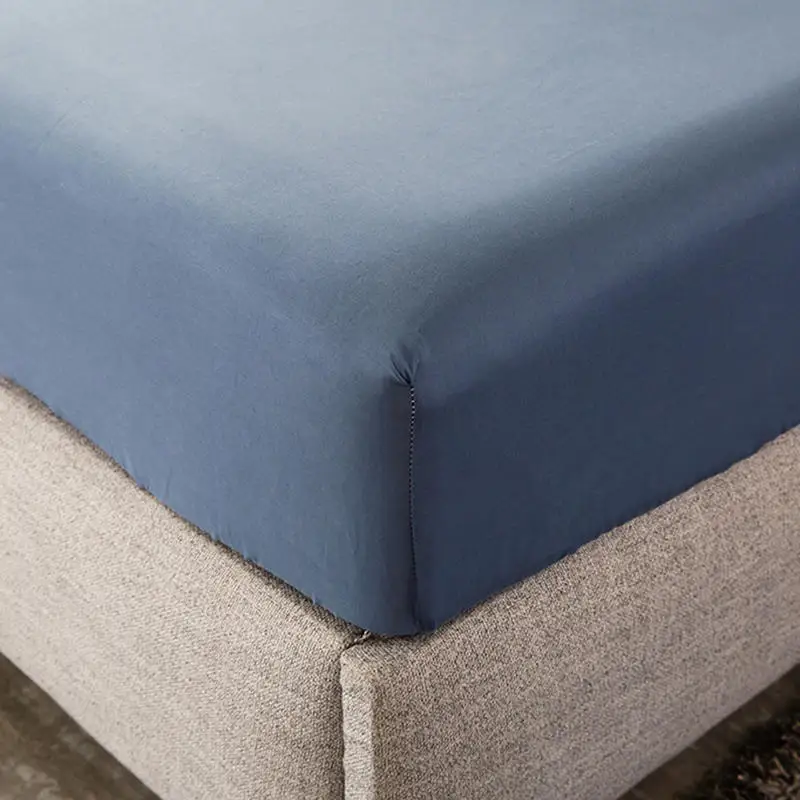 Простыня хлопчатобумажная однотонная голубая с резинкой 1 шт. | Дом и сад