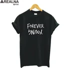 Женская хлопковая футболка с надписью Forever Young, базовая черная или белая футболка большого размера с буквенным принтом, на лето, 2020