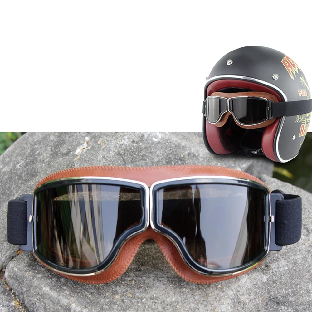 Универсальные винтажные очки для мотоциклов скутеров байкеров черные