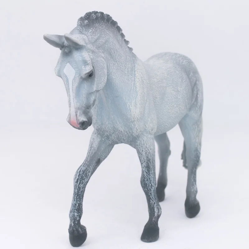 Коллекционная лошадь сельская ферма жеребец серый пластиковый ПВХ Имитация