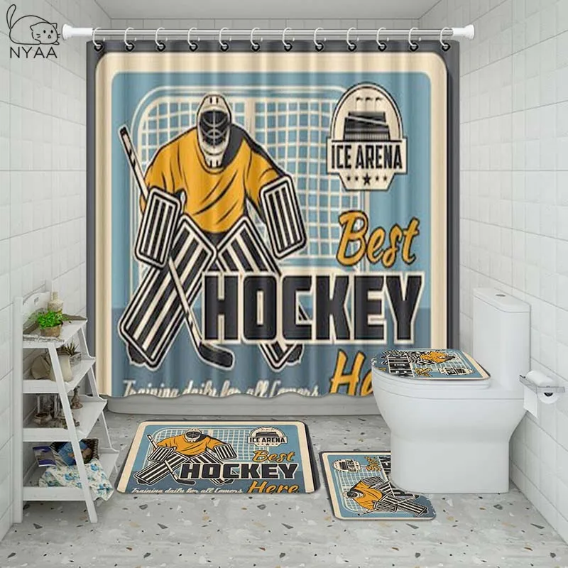 Vixm США хоккейная Ванная комната Водонепроницаемая душевая занавеска набор с