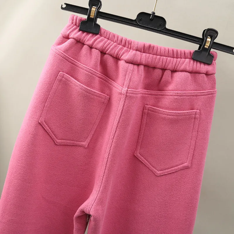 Бархатные утепленные прямые штаны-шаровары для женщин; Pantalon Femme; брюки с эластичной резинкой на талии; сезон осень-зима; повседневные спортивные брюки для женщин; C6033