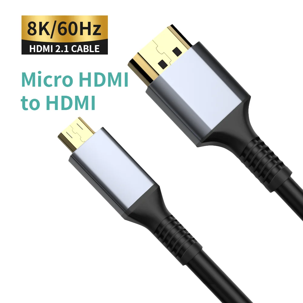 

Micro HDMI to HDMI Cable 8K/60Hz Male to Male High Speed Adapter Cable for GoPro Hero HDTV PS3 XBOX PC Camera Micro HDMI Cable