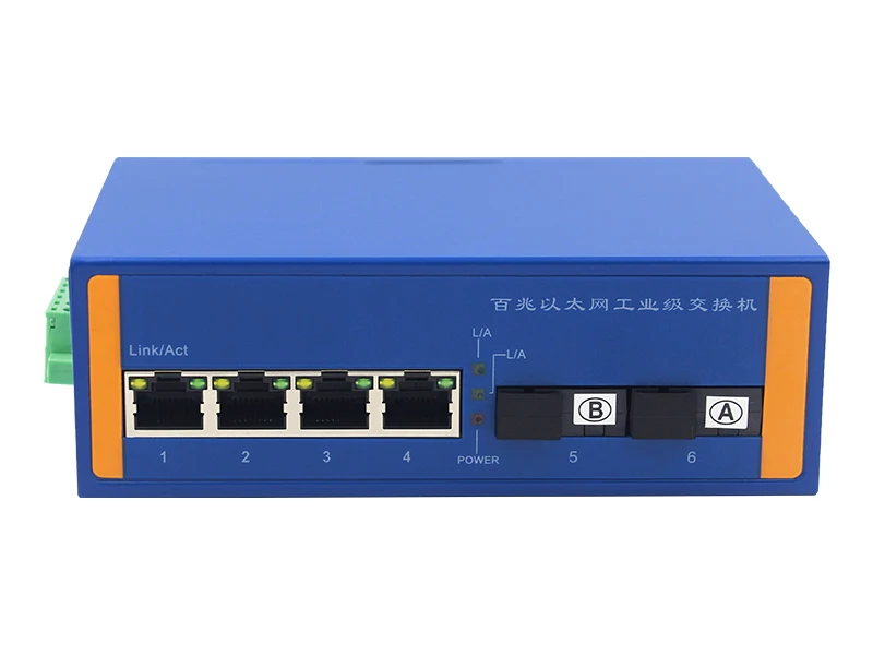 Промышленный Ethernet коммутатор Ethernet 10/100 м сигнал усиления DIN Rail Тип медиа-конвертер 4 порт Ethernet 2 волокна