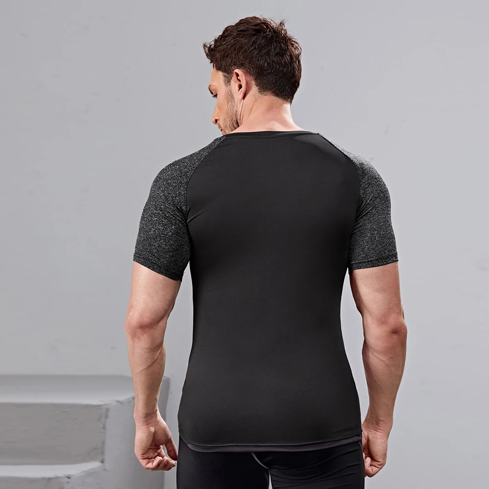 Мужская спортивная короткая футболка компрессионная впитывающая пот эластичная