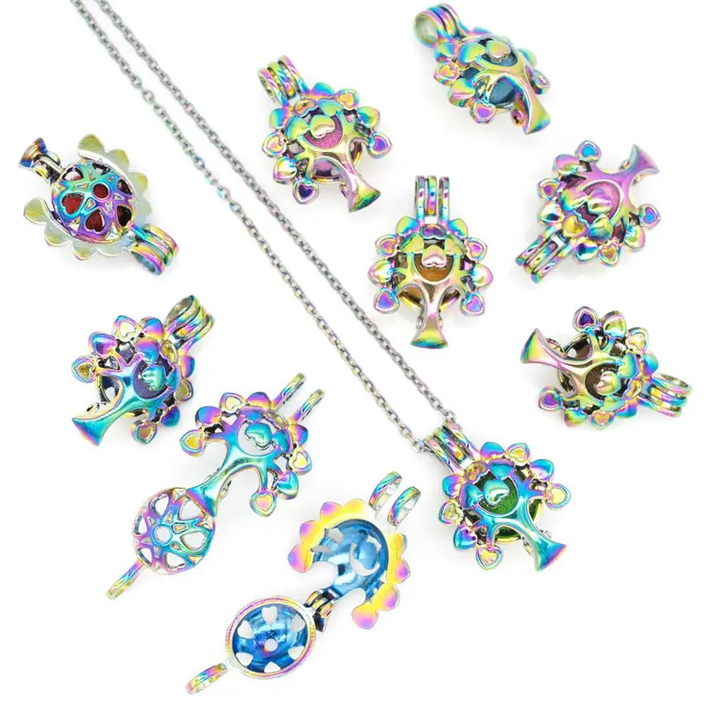 REYOW 10 шт. Радужное Дерево жизни устричная жемчужина подвеска в форме клеток