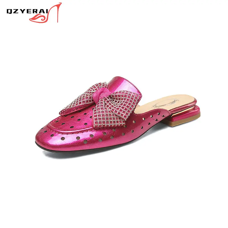 

2021 Women Slippers Genuine Leather Shoes Fashion Golden Black Outdoor Indoor Party Slippers Size 34-43
