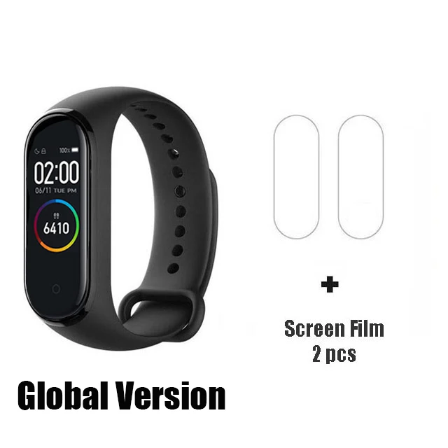 Mi 4 GB Version film Xiaomi mi band 3 mi Band 4 новейший музыкальный умный Браслет пульсометр фитнес 135 мАч 3 Цвета экран Bluetooth 5,0 - Цвет: Mi 4 GB Version film