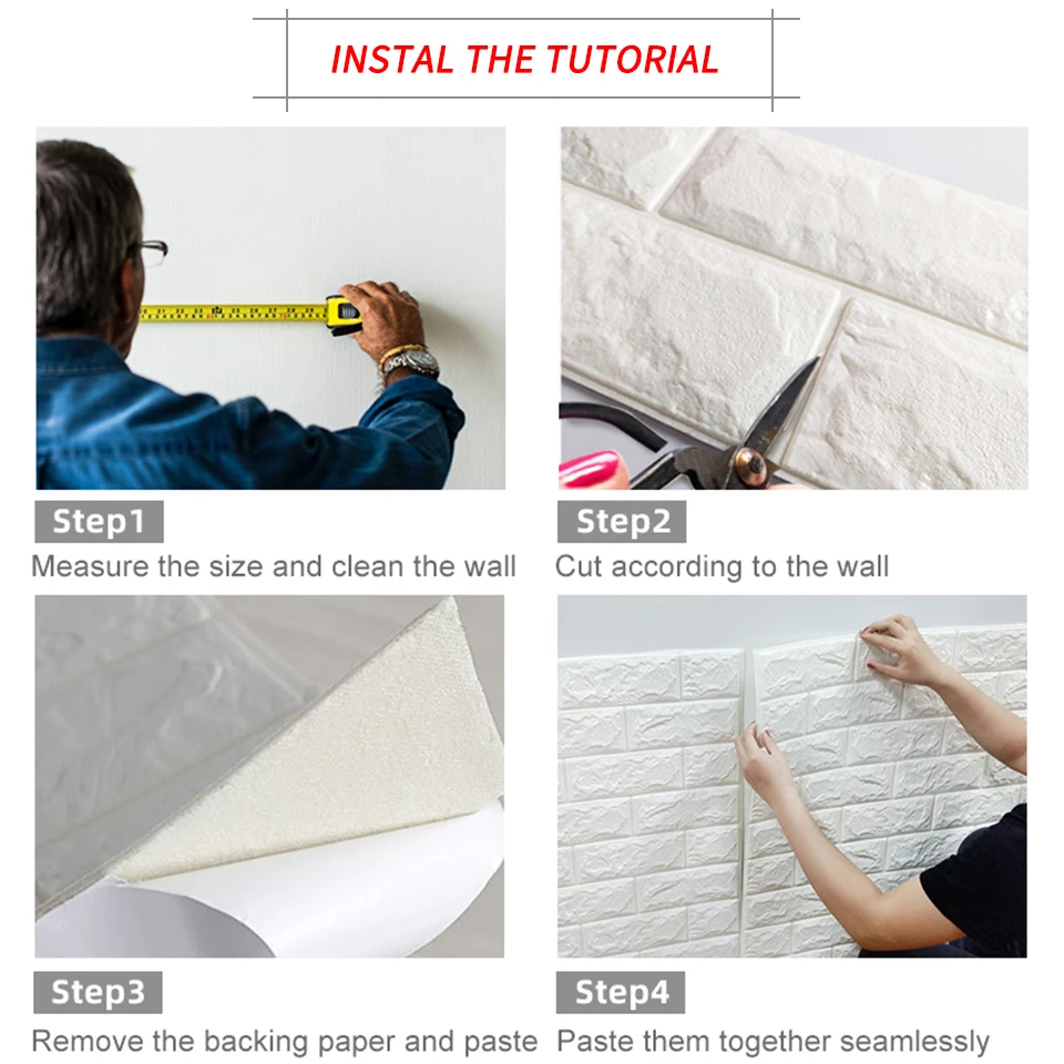 10/30Pcs Self-Adhesive 3D Brick Wall Sticker DIY Waterproof Foam Wallpaper Kids Room Kitchen Roof Ceiling Background Wall Decals images - 6