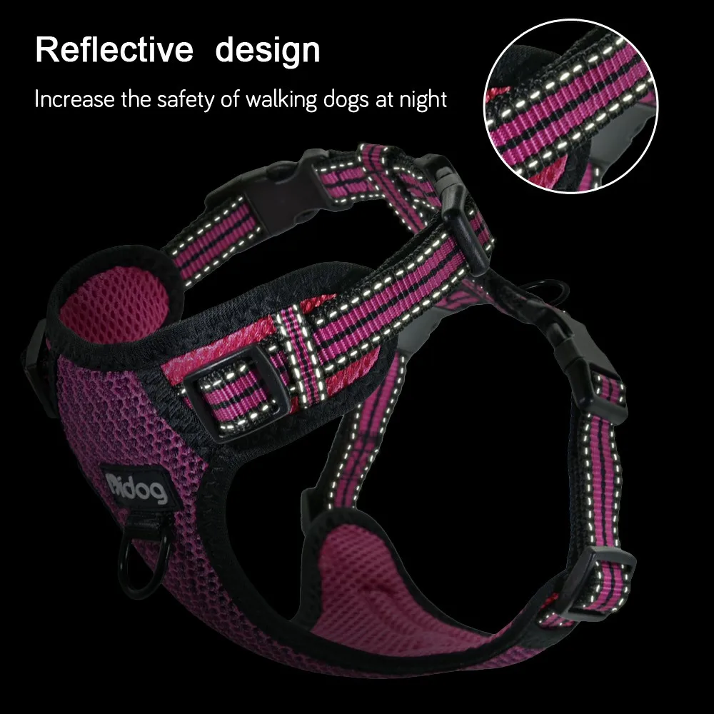 Nylon Dog Harness Reflective Bull Step In No Pull Pet Pug Harnesses Adjustable for Small Medium Dogs Pitbull Puppy | Дом и сад