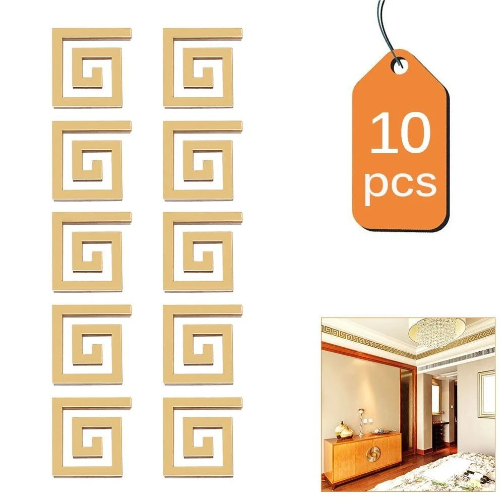 

10pcs/Set Building Border Acrylic Mirror Sticker Wall Art Home DIY Waist Line Ceiling Stickers Home Decor 5x5/10x10/16x16cm