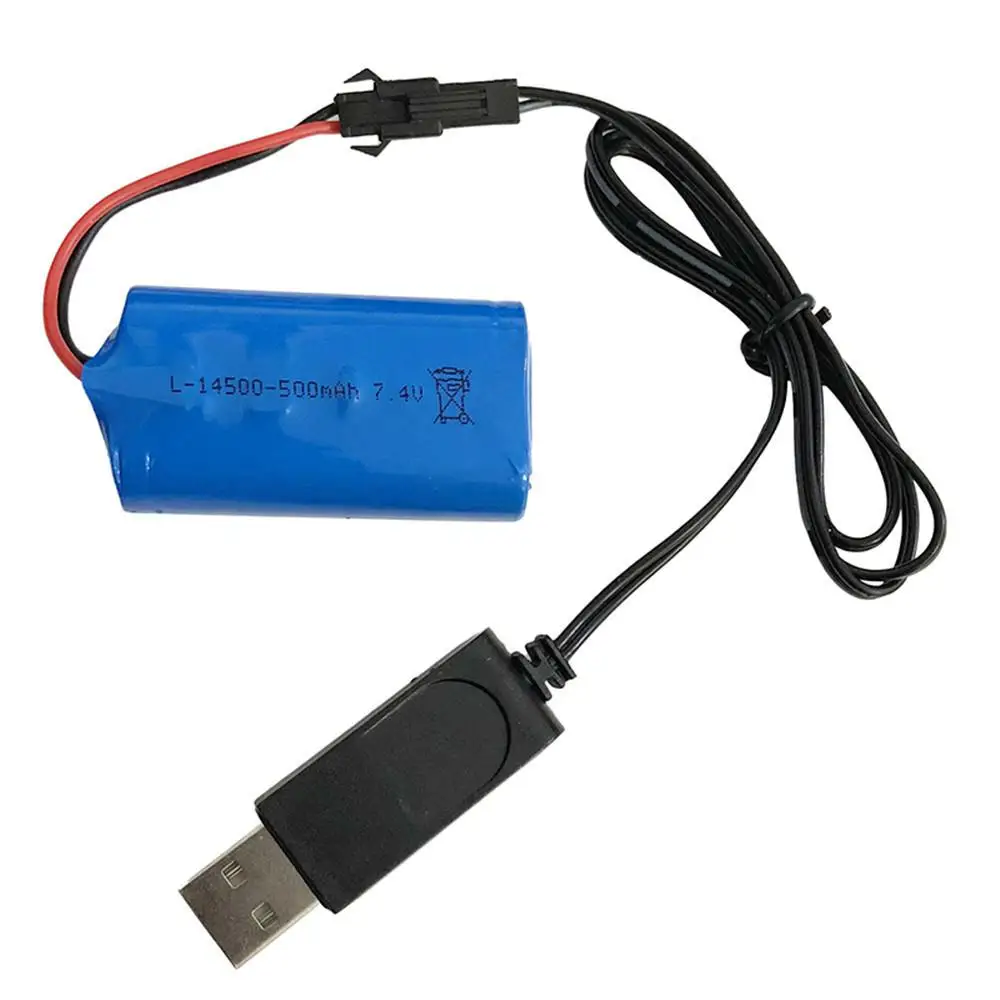 RCtown Fayee Модернизированный 7 4 V 500mAh 15C 2S батарея SM разъем + USB-кабель для зарядки FY001