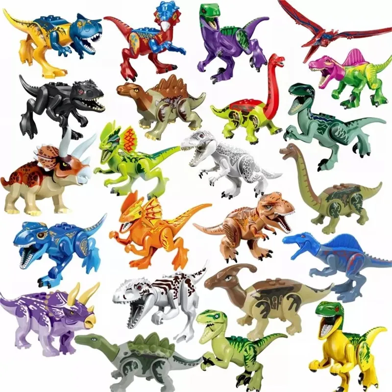

Jurassic World Dinosaurs Tyrannosaurus Rex Wyvern Velociraptor Stegosaurus Building Blocks Educational Toys For Children Bricks