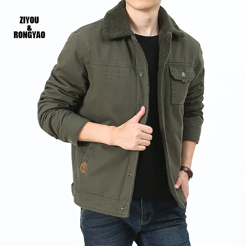 

2020 Men Jacket Coats Winter velvet leisure men's clothing of warm Fashion Jacket Mens Coats Fur Collar Winter Casual Outwear