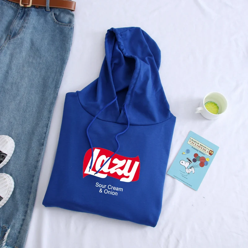 

Men Sweatshirt LAZY Printing Spring Winter Casual Hoodies Unisex Fashion Cap Long Sleeve Outwear Streetwear Tops Stitching